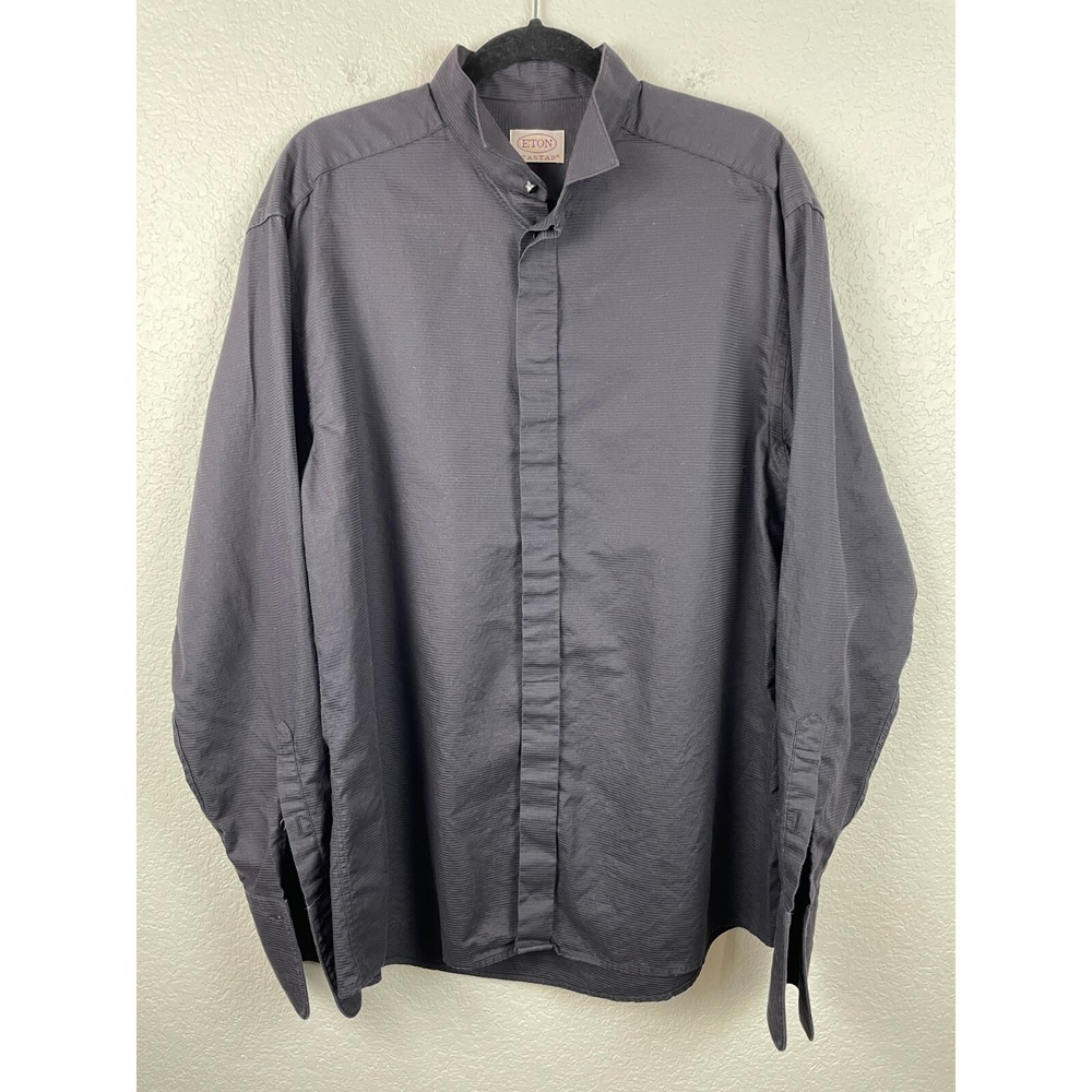 Eton Contemporary French Cuff Tuxedo Dress Shirt Men's 42/16.5 Black Elegant EUC